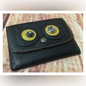 Authentic COACH Owl Leather Mini Card Wallet